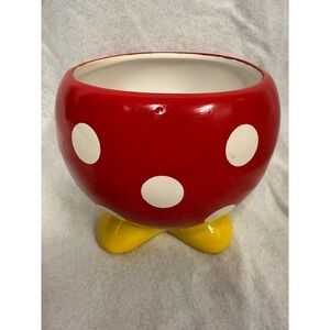 Disney Minnie Mouse Red Polka Dot Ceramic Planter Pot Yellow Shoes